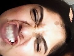 Cum tribute on mouth on brown girl