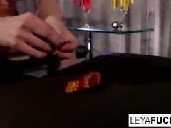 Leya Falcon shoves 16 licorice sticks inside her ass