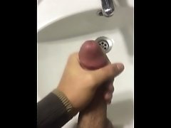 Young hairy boy cum all over the sink