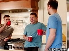 Four horny handsome studs fucking raw and blowing cocks
